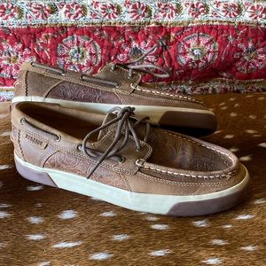 Brand New Durango tooled leather Music City Boat Shoes